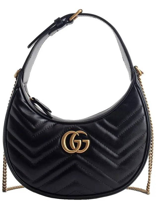 GG Marmont Half Moon Mini Bag Black - GUCCI - BALAAN 2