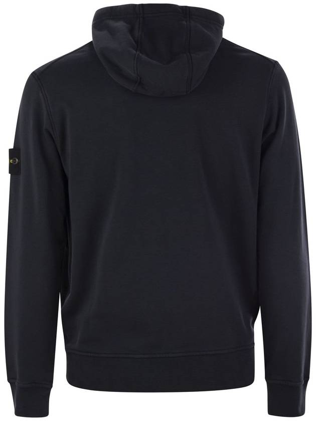 Organic Cotton Fleece Hood Navy - STONE ISLAND - BALAAN 3