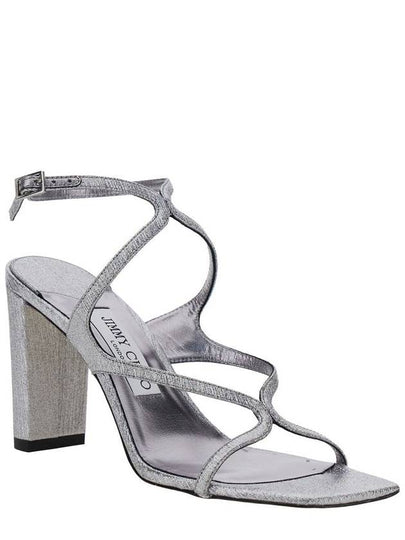 'Azie' Metallic Sandals With High Stacked Heel And Criss-Cross Strap In Tech Fabric Woman - JIMMY CHOO - BALAAN 2