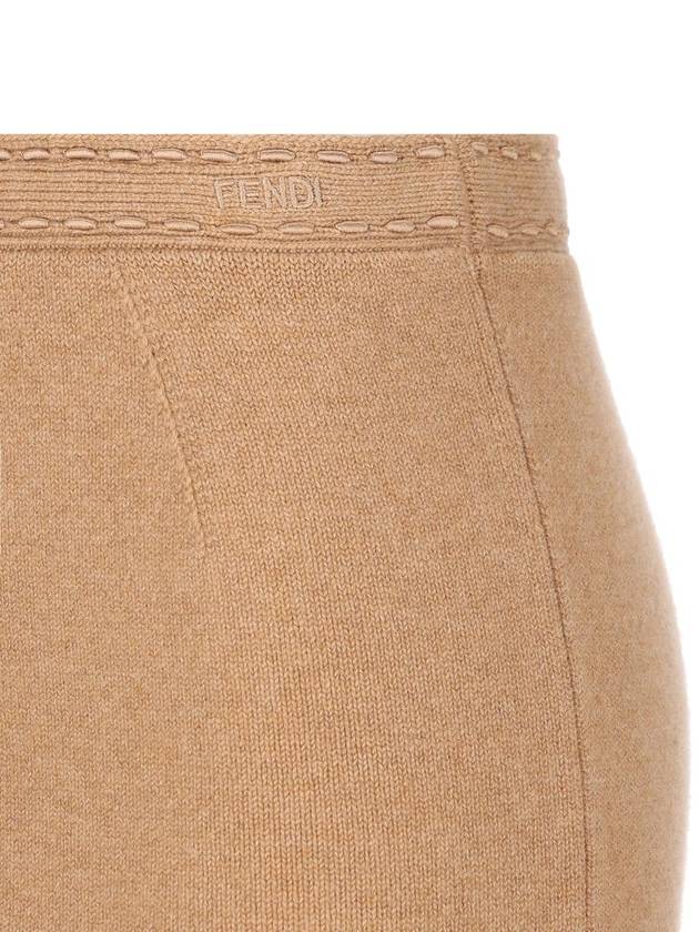 Mini Cashmere H-Line Skirt Light Brown - FENDI - BALAAN 4