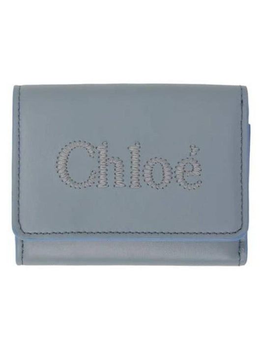 Sense Mini Shiny Calfskin 3-fold Halfwallet Blue - CHLOE - BALAAN 1