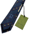 Bee Web Embroider Silk Tie Blue - GUCCI - BALAAN 7