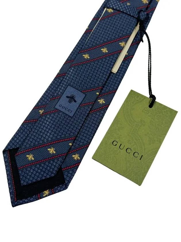 Bee Web Embroider Silk Tie Blue - GUCCI - BALAAN 7