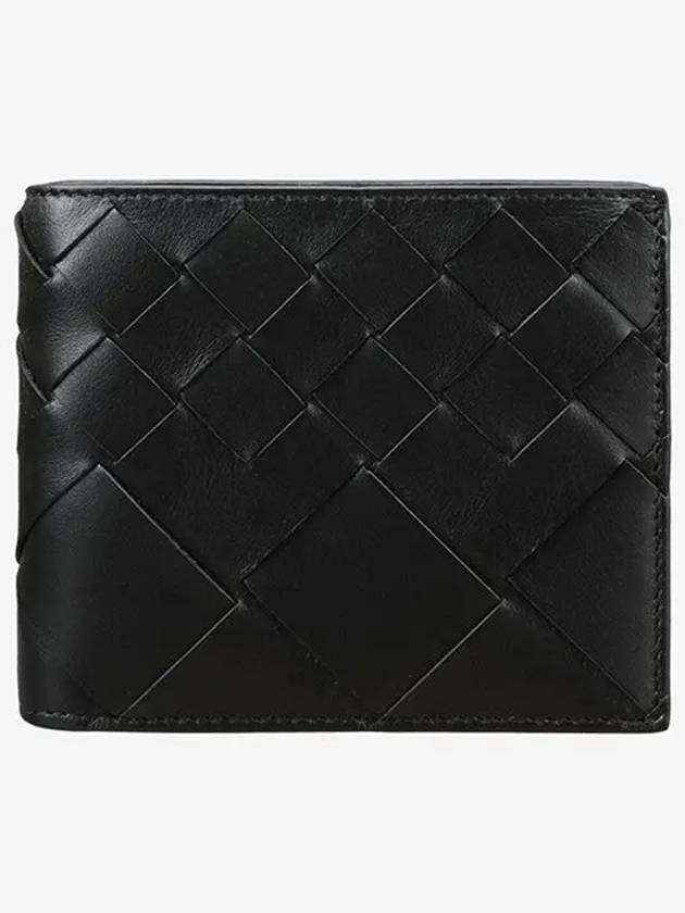 Intrecciato Leather Bi Fold Half Wallet Black - BOTTEGA VENETA - BALAAN 2