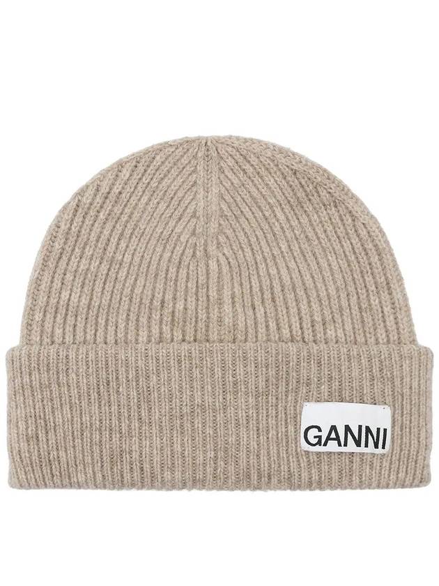 Women's Logo Wool Beanie Sand Beige - GANNI - BALAAN 2