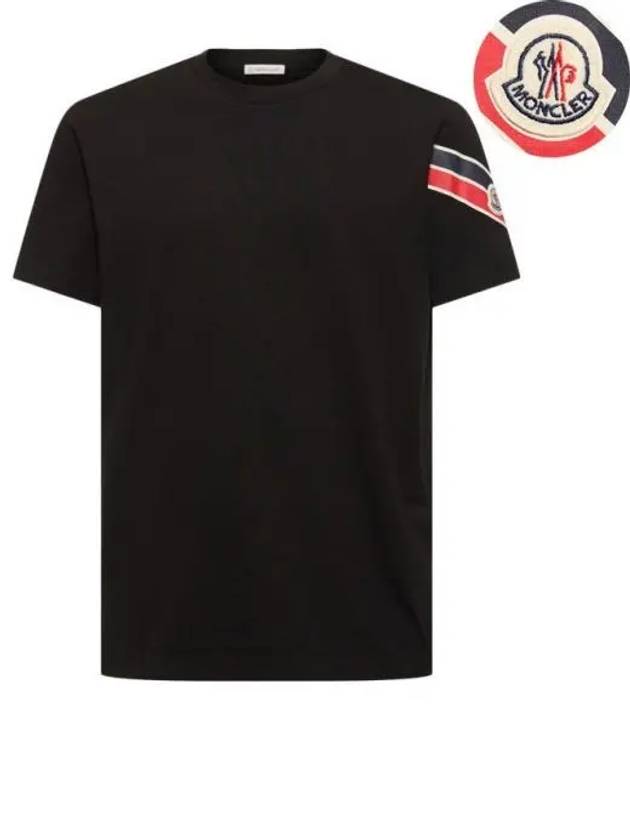 Logo Patch Shoulder Stripe T Shirt Black 8C00029 89AKK 999 270364 1146554 - MONCLER - BALAAN 1