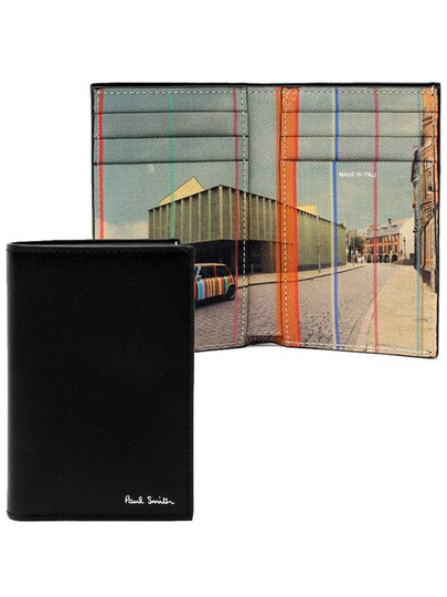 Logo Rainbow Car Print Leather Half Wallet Black - PAUL SMITH - BALAAN 2