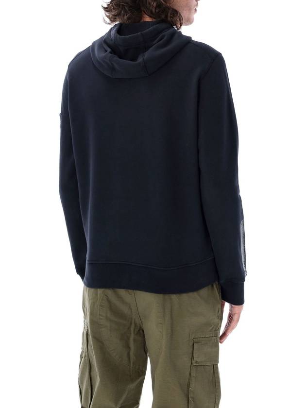 Tape For Print Brushed Cotton Fleece Hoodie Navy - STONE ISLAND - BALAAN 3