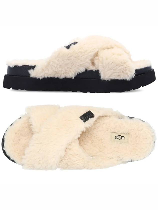 Fuzz Sugar Cross Slide Fur Slippers Natural Black - UGG - BALAAN 2