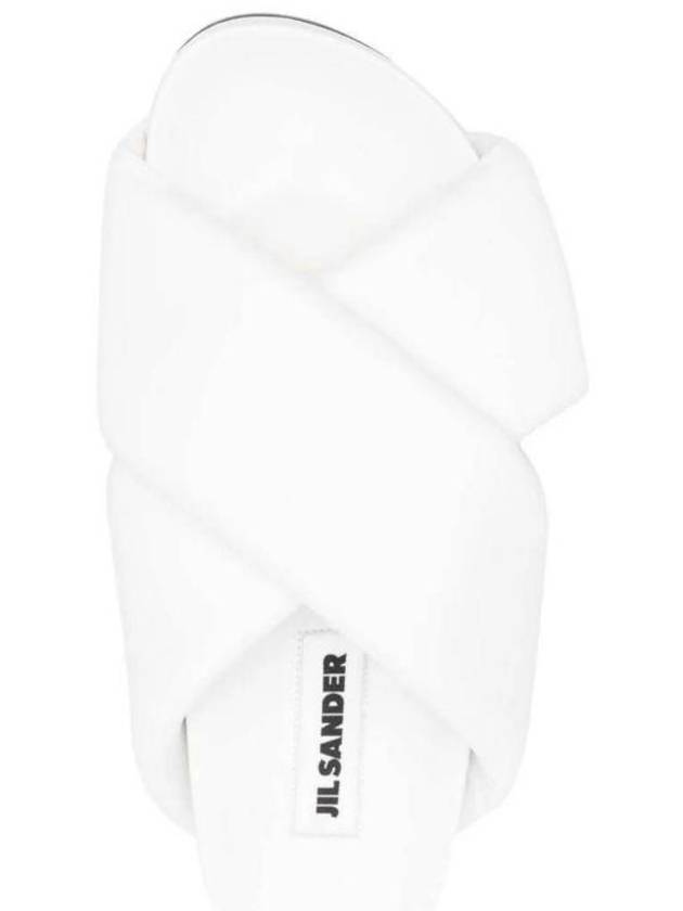 Women's Padded Slides Leather Slippers White - JIL SANDER - BALAAN 5