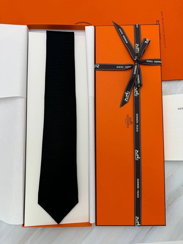 Pacone H Tie Silk Black H036321T - HERMES - BALAAN 4