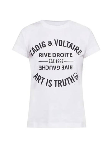 Lettering Cotton Short Sleeve T-Shirt White - ZADIG & VOLTAIRE - BALAAN 1