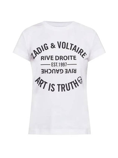 Lettering Cotton Short Sleeve T-Shirt White - ZADIG & VOLTAIRE - BALAAN 1