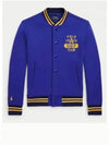 Logo Fleece Baseball Bomber Jacket Blue - POLO RALPH LAUREN - BALAAN 2