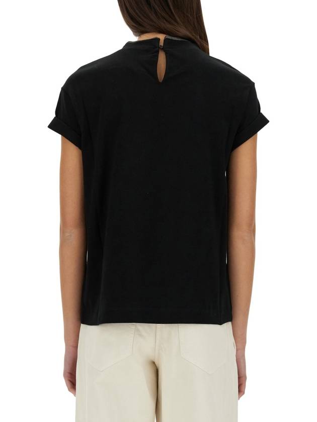 Monilli Jersey Short Sleeve T-Shirt Black - BRUNELLO CUCINELLI - BALAAN 4