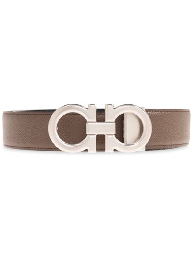 Reversible Gancini Leather Belt Clay Black - SALVATORE FERRAGAMO - BALAAN 2