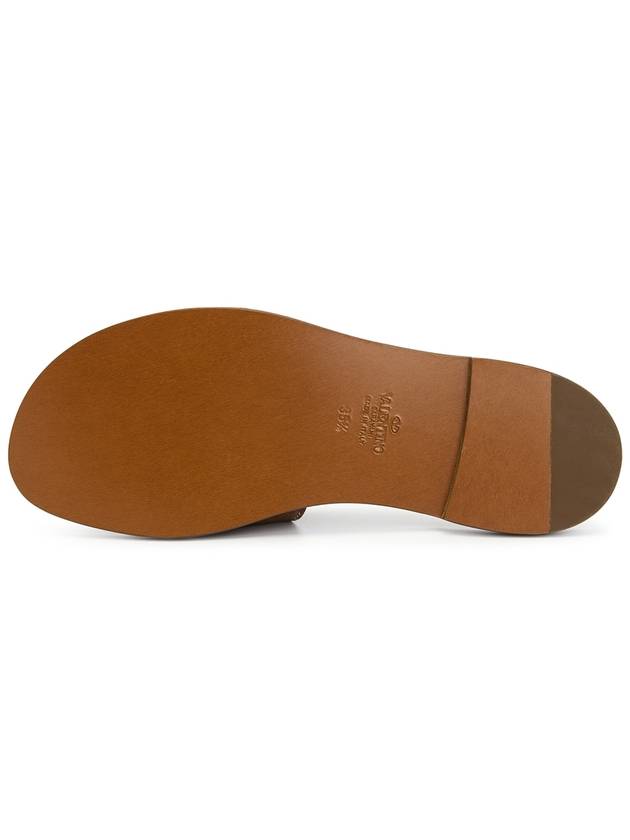 V Logo Signature Grainy Calfskin Slippers Sandals Brown - VALENTINO - BALAAN 6