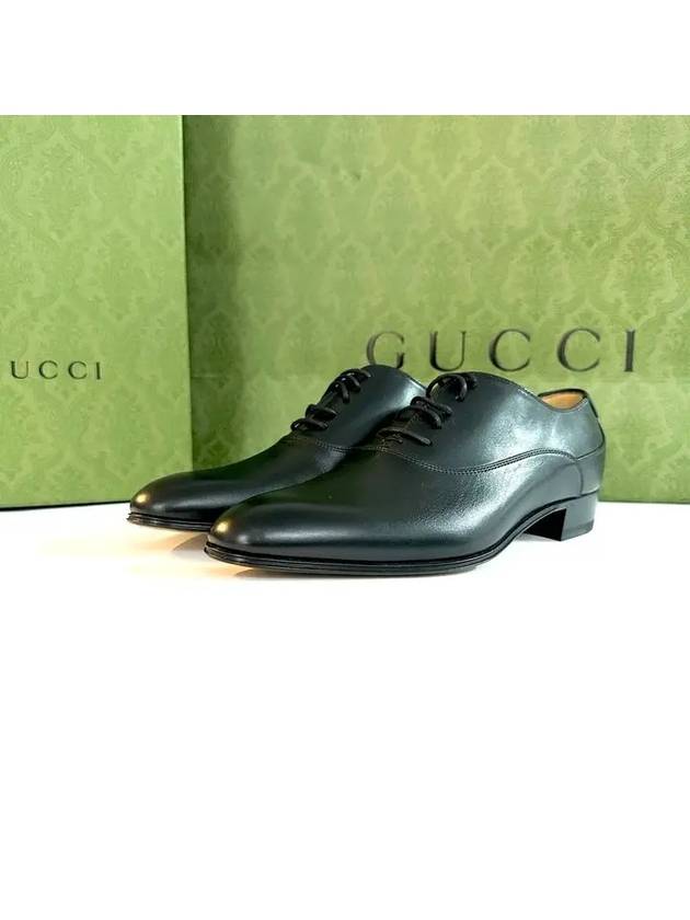 Men's Double G Lace-Up Leather Oxford Black - GUCCI - BALAAN 4