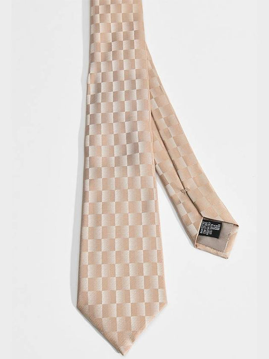 Jacquard Check Pattern Tie Cream - EMPORIO ARMANI - BALAAN 1