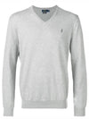 Embroidery Logo V-Neck Knit Top Grey - POLO RALPH LAUREN - BALAAN 2