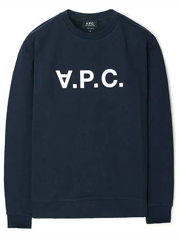 Men's VPC Logo Print Crew Neck Sweatshirt Navy - A.P.C. - BALAAN 2