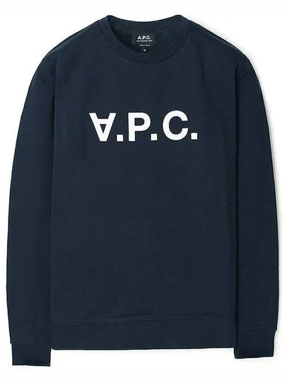 Men's VPC Logo Print Crew Neck Sweatshirt Navy - A.P.C. - BALAAN 2