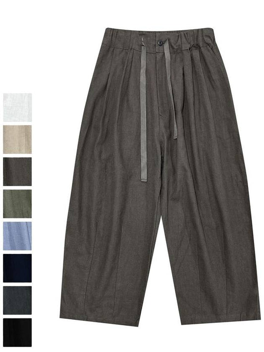 SA Two Tuck Linen Wide Pants_Brown - SMITH ARMOR - BALAAN 1