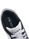 Men's Downtown Triangle Logo Leather Low Top Sneakers White Black - PRADA - BALAAN 8