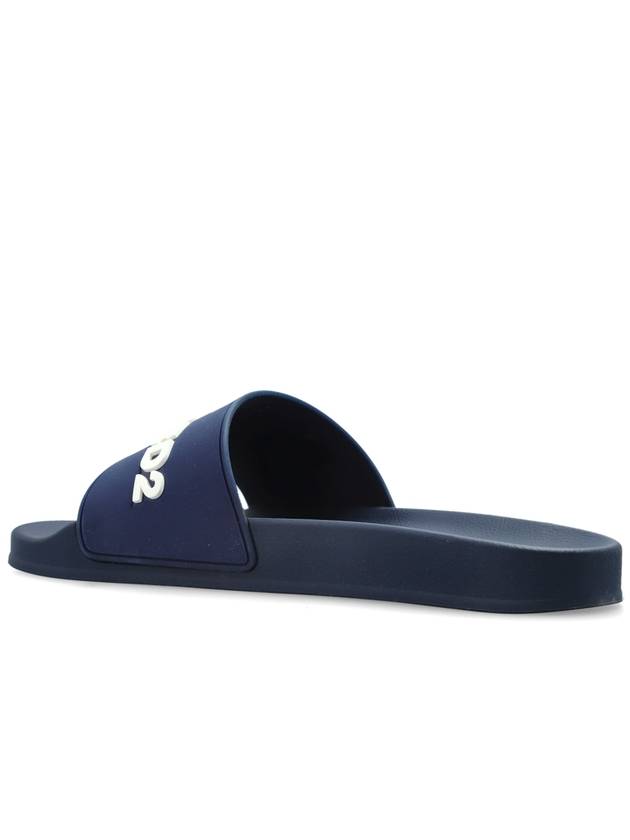 Dsquared2 Slides With Logo, Men's, Navy Blue - DSQUARED2 - BALAAN 5