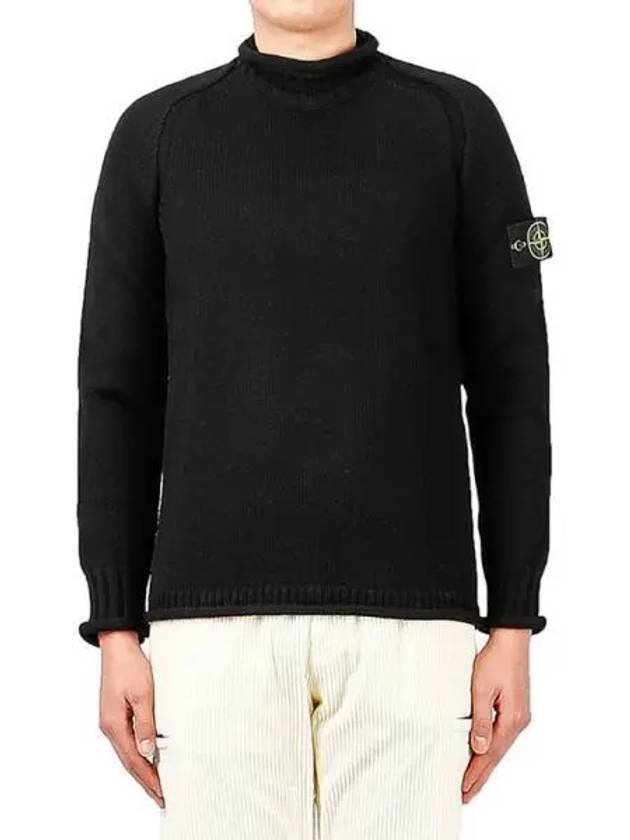 Wappen Patch Raglan Mock Neck Knit Top Black - STONE ISLAND - BALAAN 2