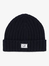 Extra Fine Merino Wool Logo Beanie Navy - CP COMPANY - BALAAN 2