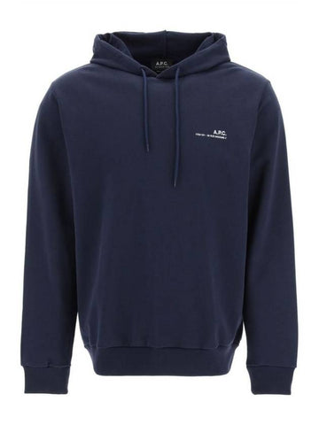 Item H Small Logo Cotton Hoodie Navy - A.P.C. - BALAAN 1