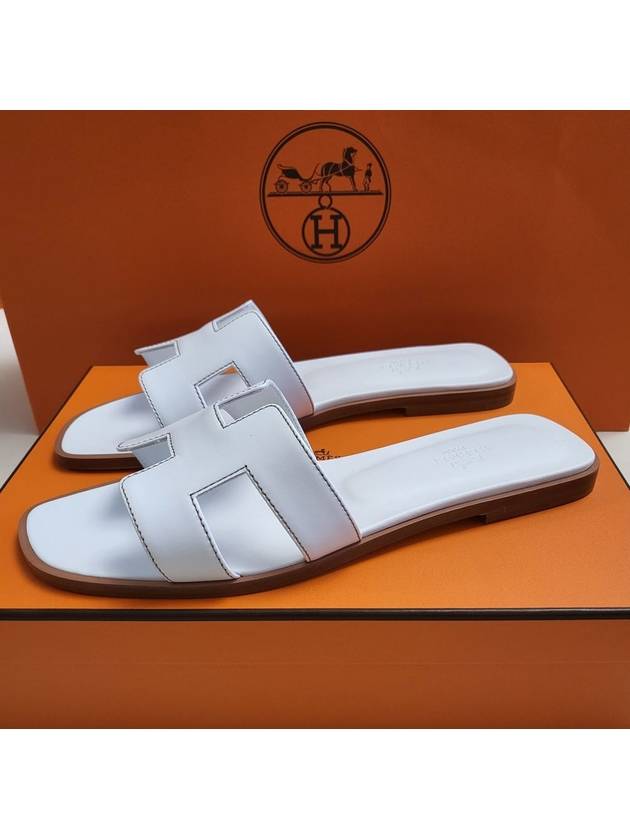 Oran Calfskin Slippers Blanc - HERMES - BALAAN 2