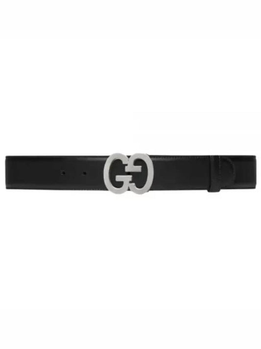 GG Buckle Wide Leather Belt Black - GUCCI - BALAAN 2