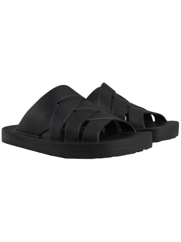 Flintston Intrecciato Matte Rubber Sandals Black - BOTTEGA VENETA - BALAAN 2