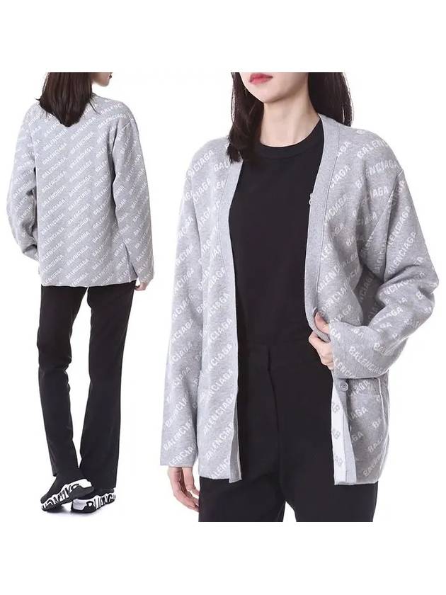 wool over logo pattern cardigan Grey - BALENCIAGA - BALAAN 2