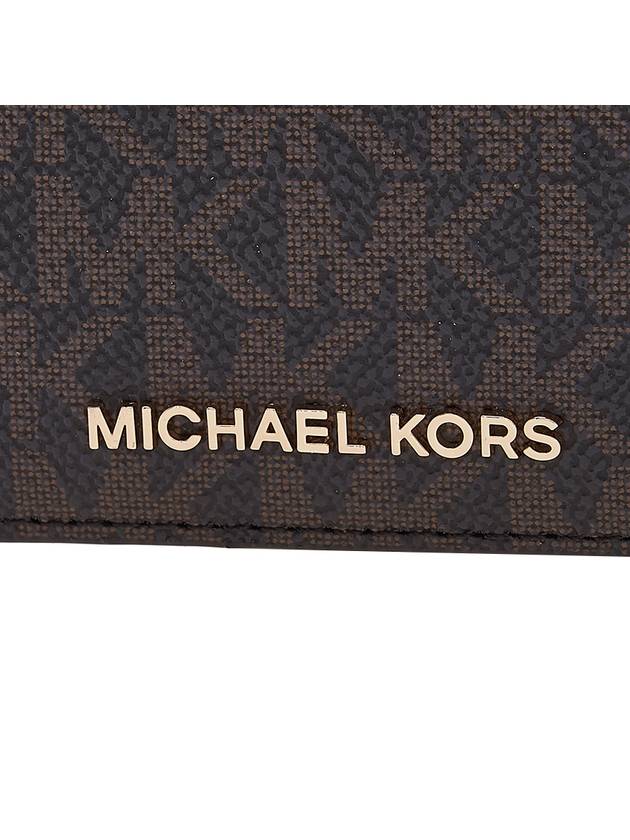 Jet Set Logo Plaque Card Wallet Brown - MICHAEL KORS - BALAAN 7