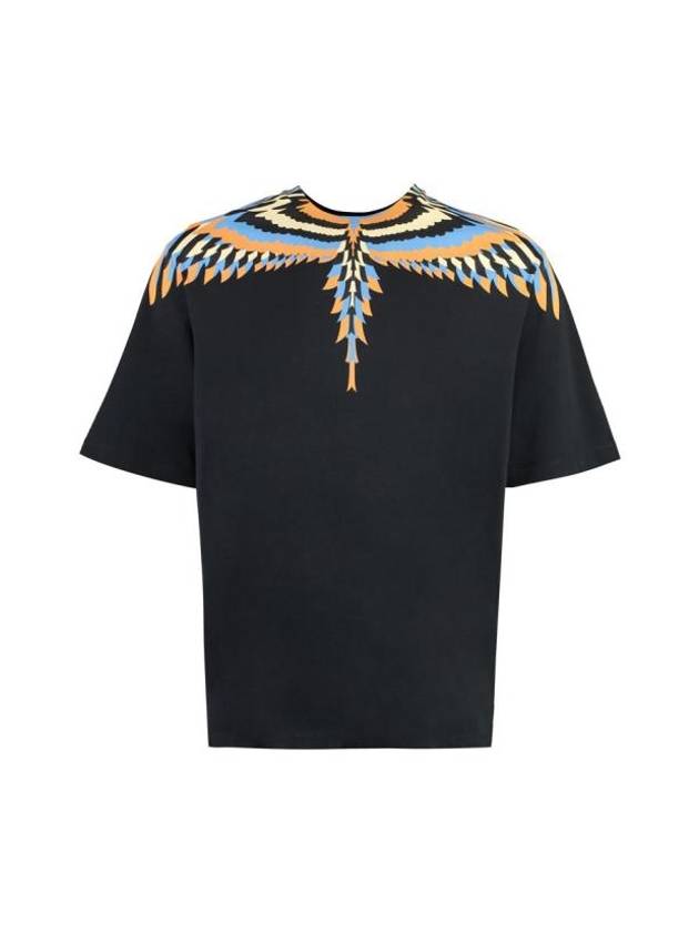 Optical Wings Printed Short Sleeve T-shirt Black - MARCELO BURLON - BALAAN 1