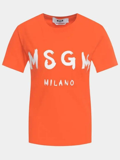 Logo Crew Neck Short Sleeve T-shirt Orange White - MSGM - BALAAN 2