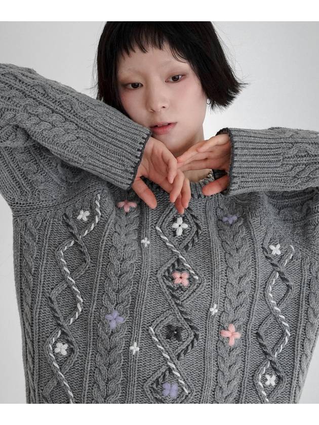 Vintage Cable Knit Flower Stitched by HandGREY - RUBATI - BALAAN 6