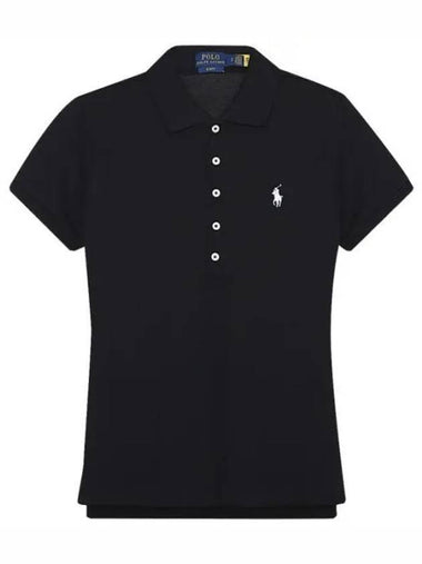 Women's Julie Embroidered Logo Short Sleeve Polo Shirt Black - POLO RALPH LAUREN - BALAAN 1