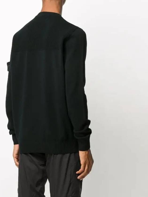 Stretch Wool Crewneck Knit Top Black - STONE ISLAND - BALAAN 6