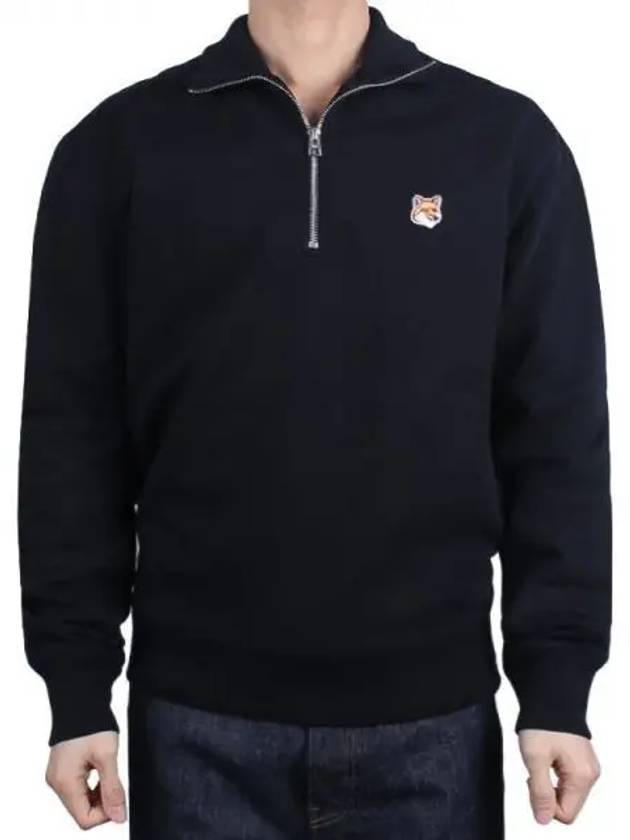 Fox Head Patch Half Zipper Sweatshirt Black - MAISON KITSUNE - BALAAN 2