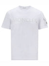 8C00054 8390T 001 Flock Logo Patch Round Short Sleeve T Shirt White Men s TEO - MONCLER - BALAAN 1