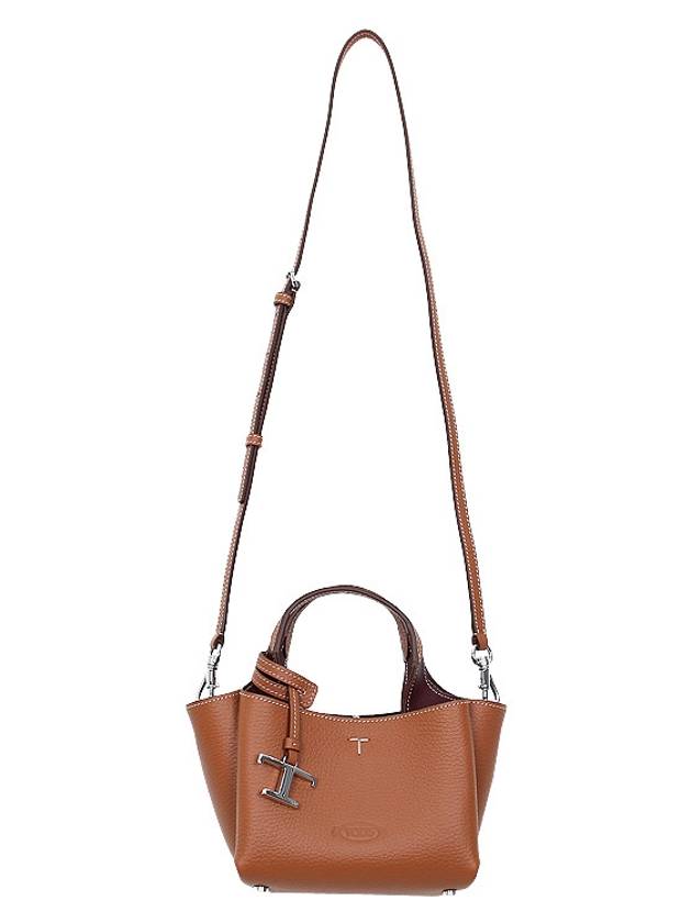 Micro Leather Tote Bag Brown - TOD'S - BALAAN 4