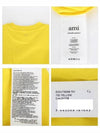 Satin Label Oversized Fit Short Sleeve T-Shirt Yellow - AMI - BALAAN 6
