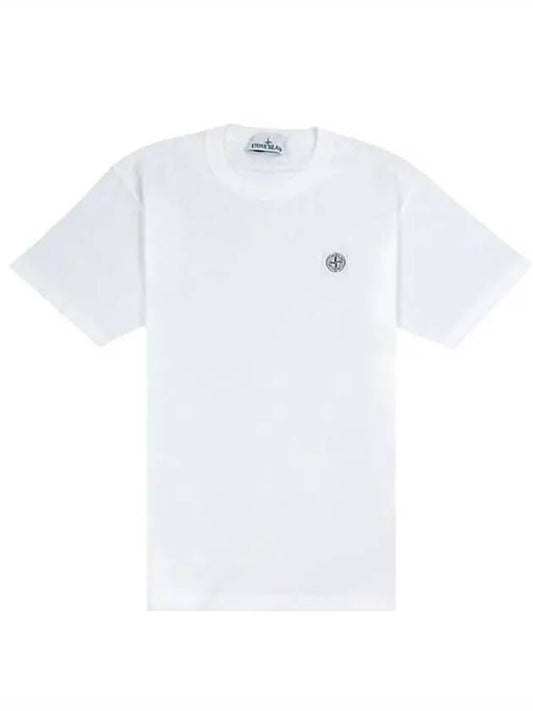 Organic Cotton Short Sleeve T-Shirt White - STONE ISLAND - BALAAN 2