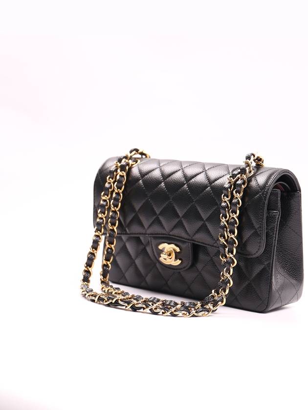 Classic Grained Calfskin Gold Hardware Small Flap Shoulder Bag Black - CHANEL - BALAAN 4