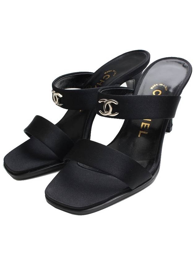 Black Satin Mule Slippers 35 - CHANEL - BALAAN 1