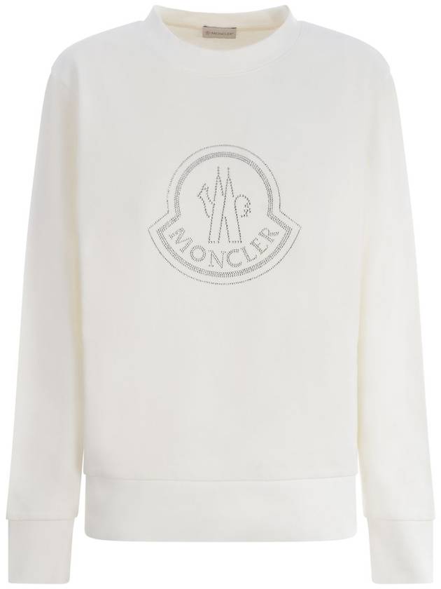 Crystal Logo Cotton Sweatshirt Off White - MONCLER - BALAAN 2